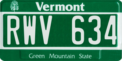 VT license plate RWV634