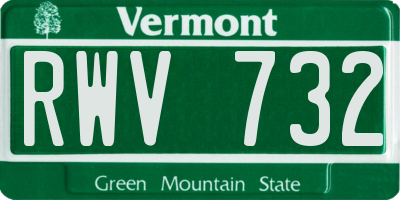 VT license plate RWV732