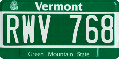 VT license plate RWV768