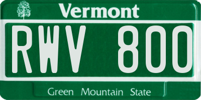 VT license plate RWV800