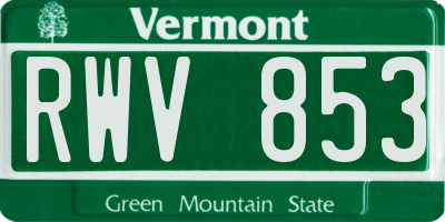 VT license plate RWV853