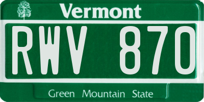 VT license plate RWV870