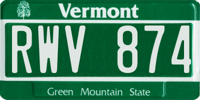 VT license plate RWV874