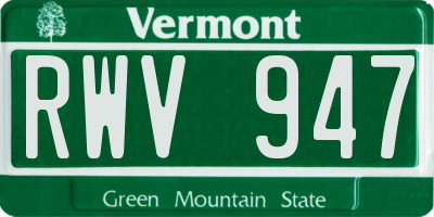 VT license plate RWV947