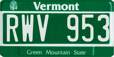 VT license plate RWV953