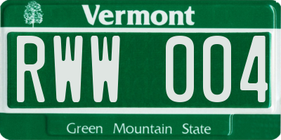 VT license plate RWW004