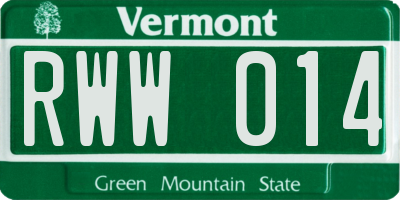 VT license plate RWW014