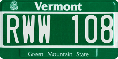 VT license plate RWW108