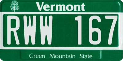 VT license plate RWW167