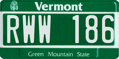 VT license plate RWW186