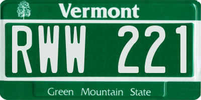 VT license plate RWW221