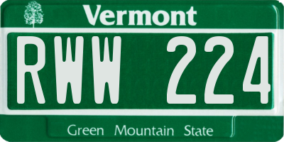 VT license plate RWW224