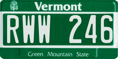 VT license plate RWW246