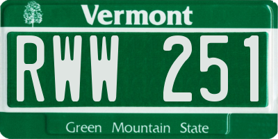 VT license plate RWW251