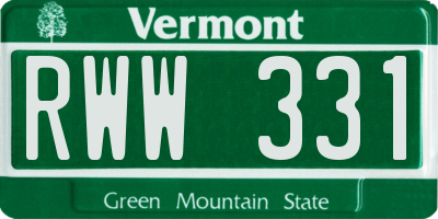 VT license plate RWW331