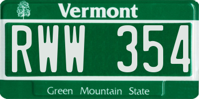 VT license plate RWW354