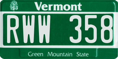 VT license plate RWW358