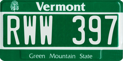 VT license plate RWW397