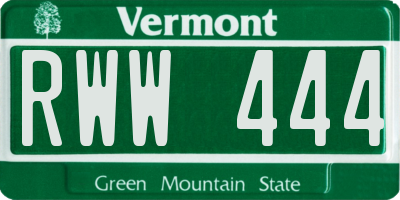 VT license plate RWW444