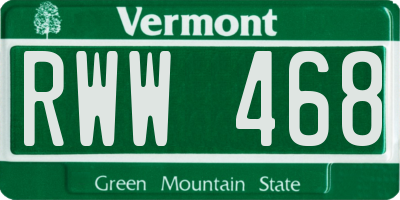 VT license plate RWW468