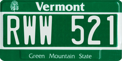 VT license plate RWW521