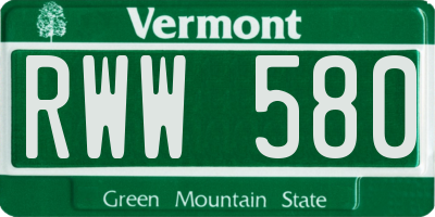 VT license plate RWW580