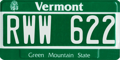 VT license plate RWW622