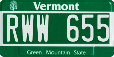 VT license plate RWW655