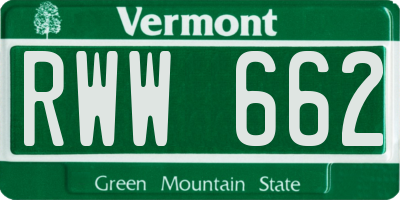 VT license plate RWW662