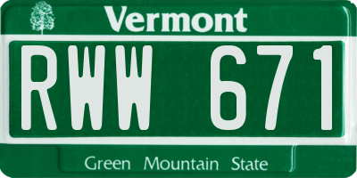 VT license plate RWW671