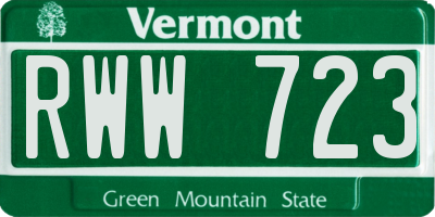 VT license plate RWW723