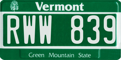 VT license plate RWW839