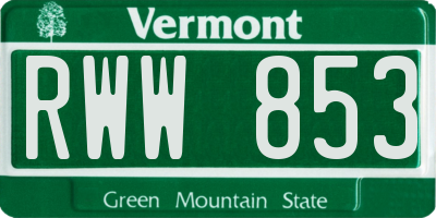 VT license plate RWW853