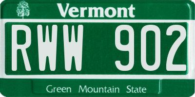 VT license plate RWW902