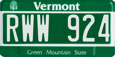 VT license plate RWW924