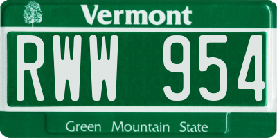 VT license plate RWW954