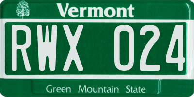 VT license plate RWX024