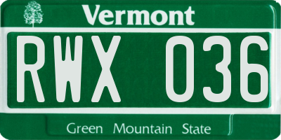 VT license plate RWX036