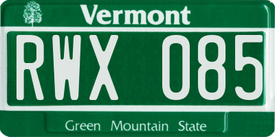 VT license plate RWX085