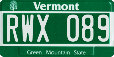 VT license plate RWX089