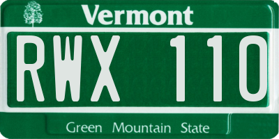 VT license plate RWX110