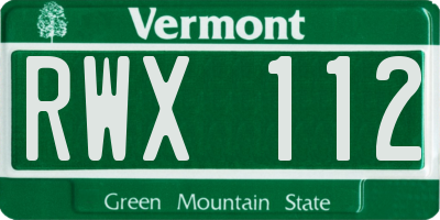 VT license plate RWX112