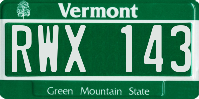 VT license plate RWX143