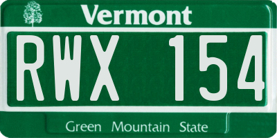 VT license plate RWX154