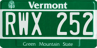 VT license plate RWX252