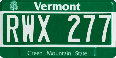 VT license plate RWX277
