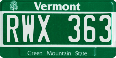 VT license plate RWX363