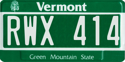 VT license plate RWX414