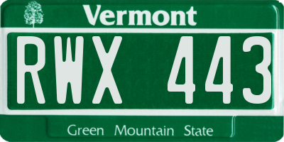 VT license plate RWX443