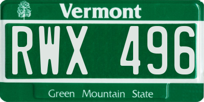 VT license plate RWX496